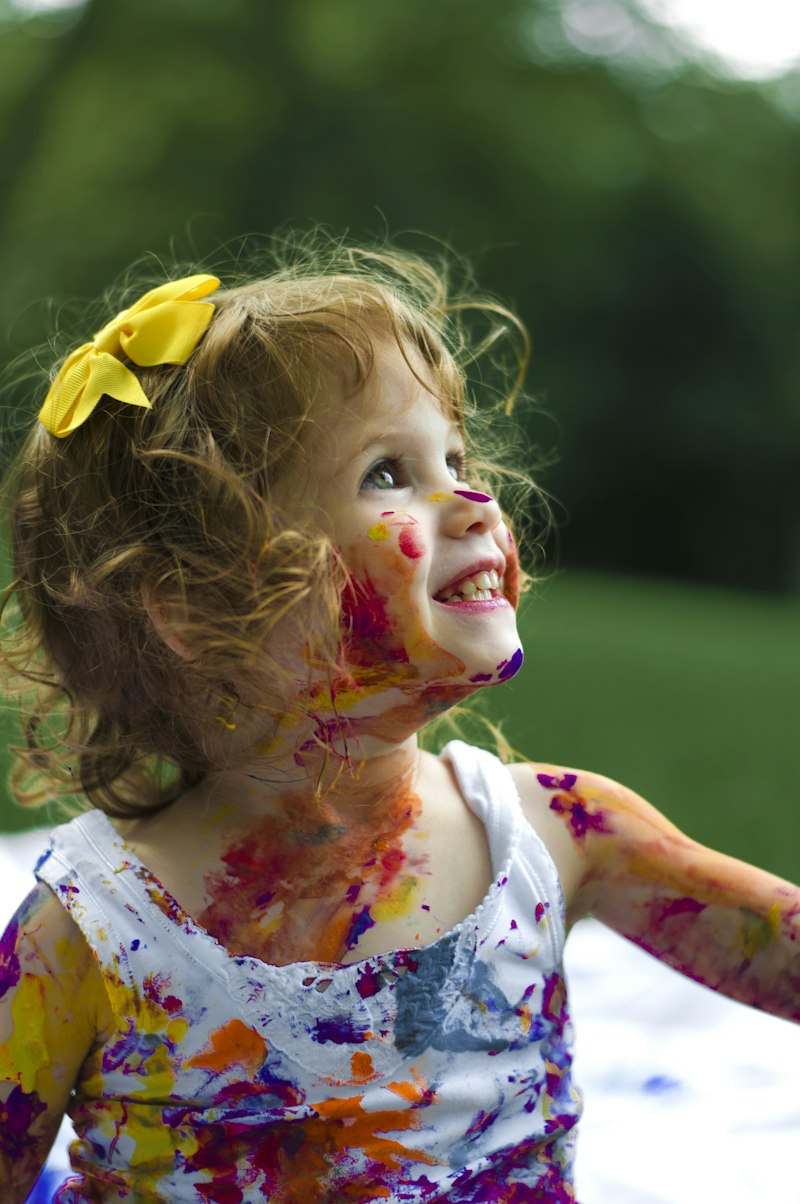 Smiling foster child playing